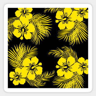 Tropical Hawaiian Design - Black & Yellow Sticker